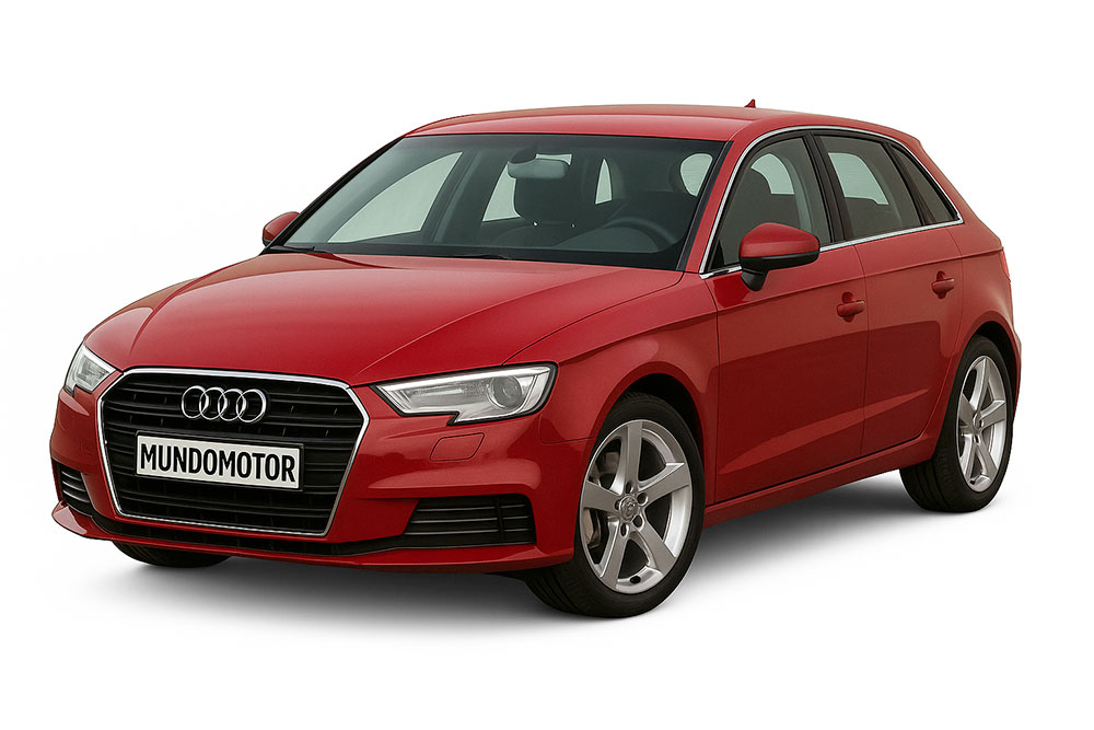 Coche rojo marca Audi modelo A3