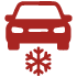 Icono de un coche con un copo de nieve que simboliza aire acondicionado
